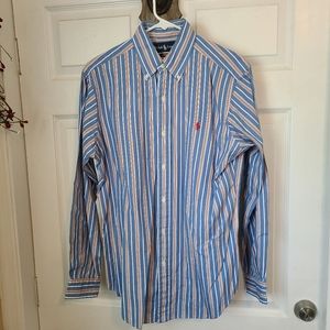 Ralph Lauren Men's Classic Fit Long Sleeve Shirt, Blue Stripe, Size: Small